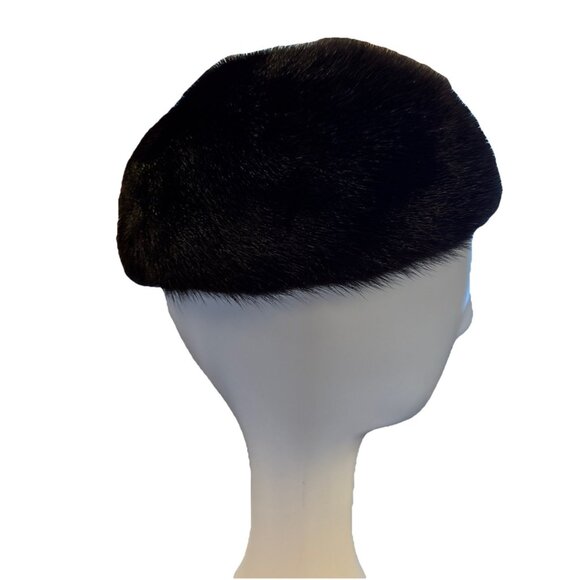 Christian Dior Vintage 1960s Black Fur Hat Mesh Trim - Picture 2 of 6